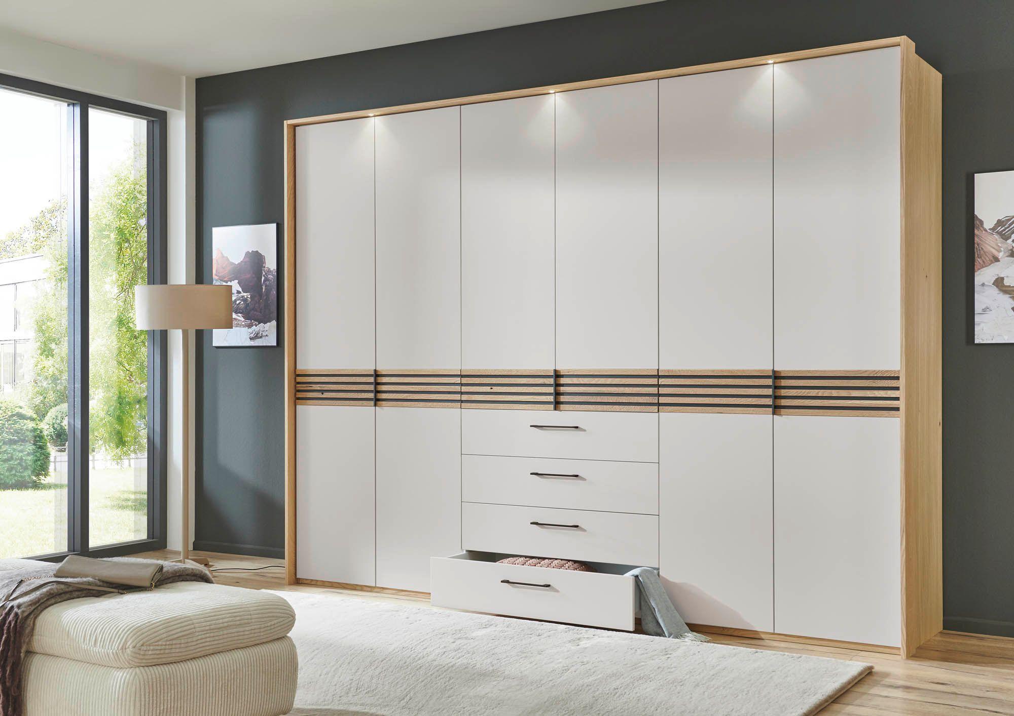 Drehtürenschrank 6-türig mit 4 Frontschubladen