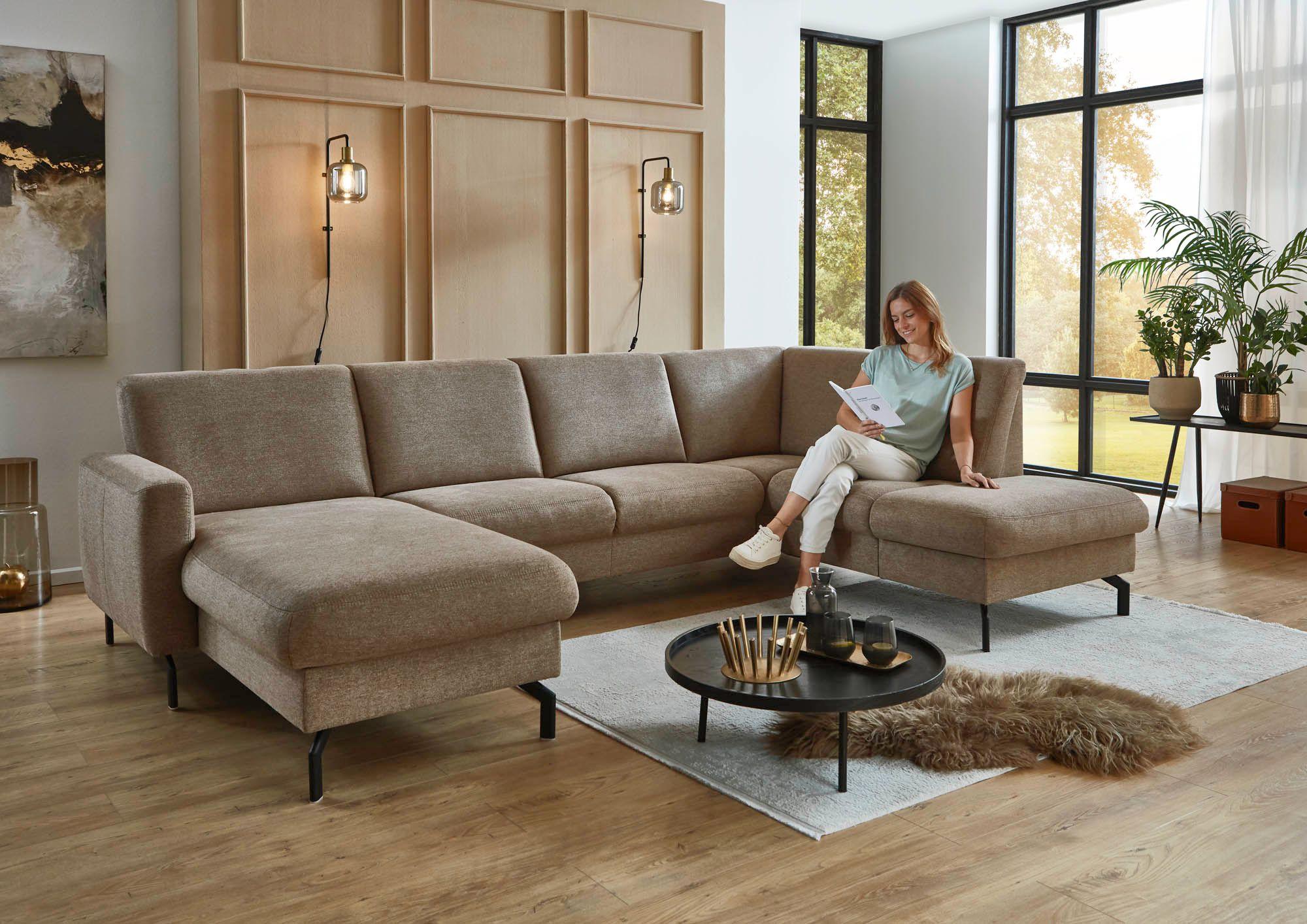 Polstergarnitur U Form Longchair links und offener Abschluss rechts