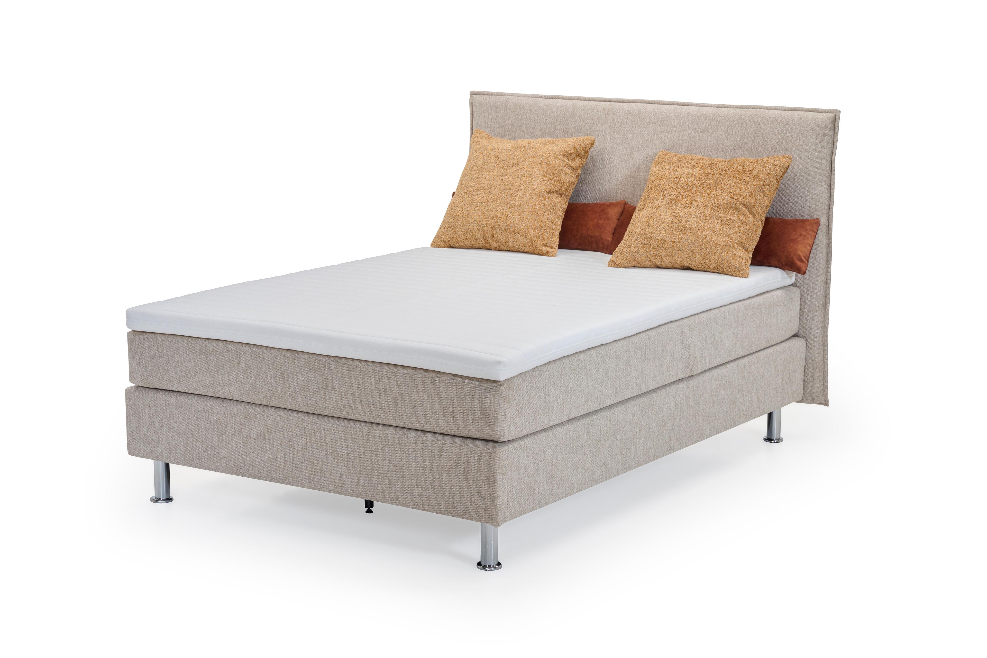 Boxspringbett Liegefläche ca. 140 x 200 cm, Stoff beige