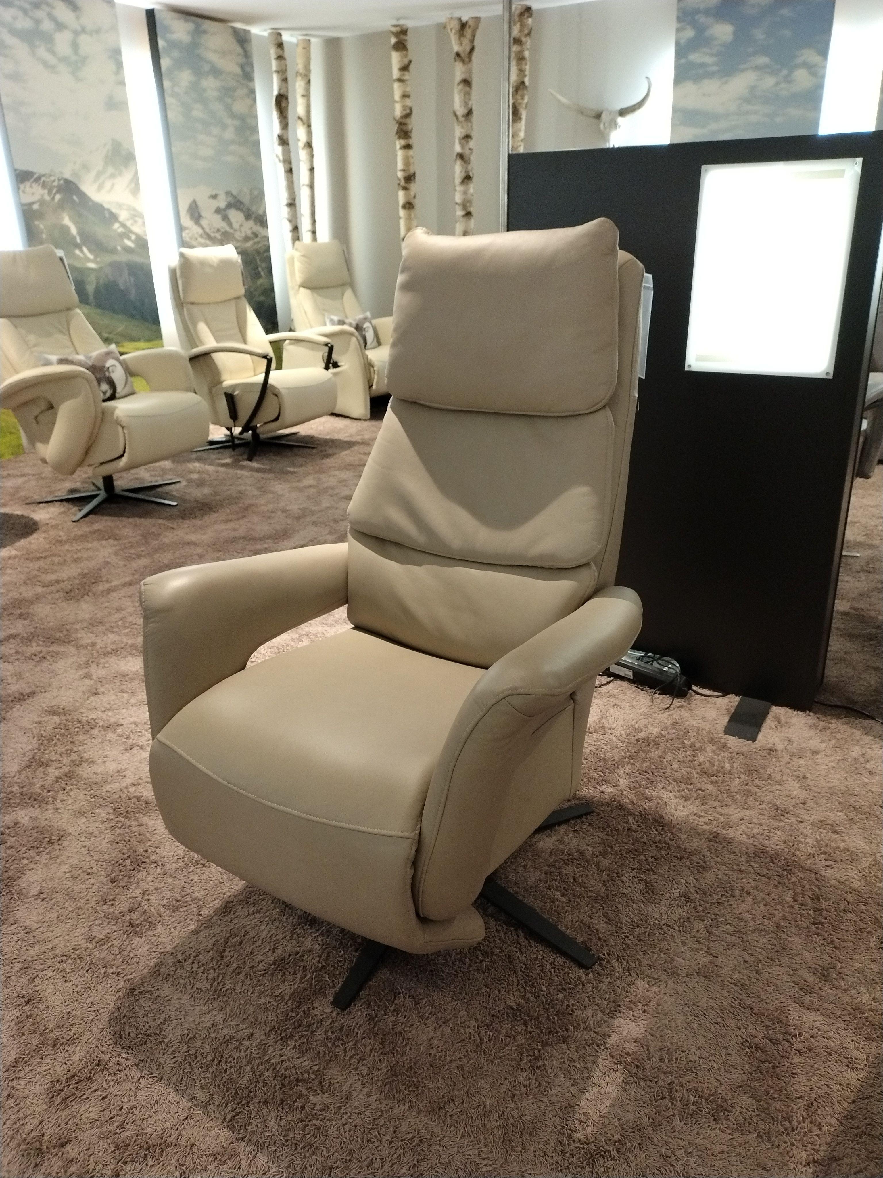 Relaxsessel in echt Leder Vivre Farbe Pearl