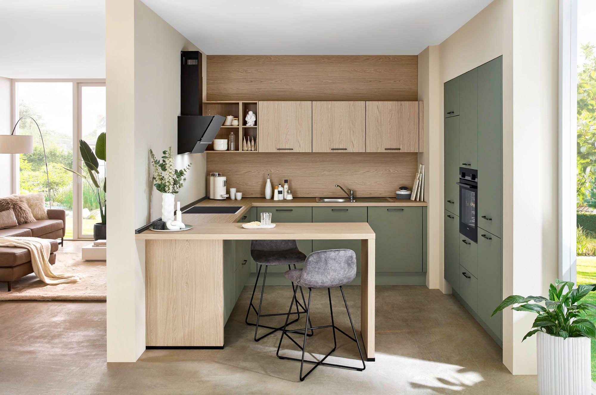 Einbauküche in Olivegrün
