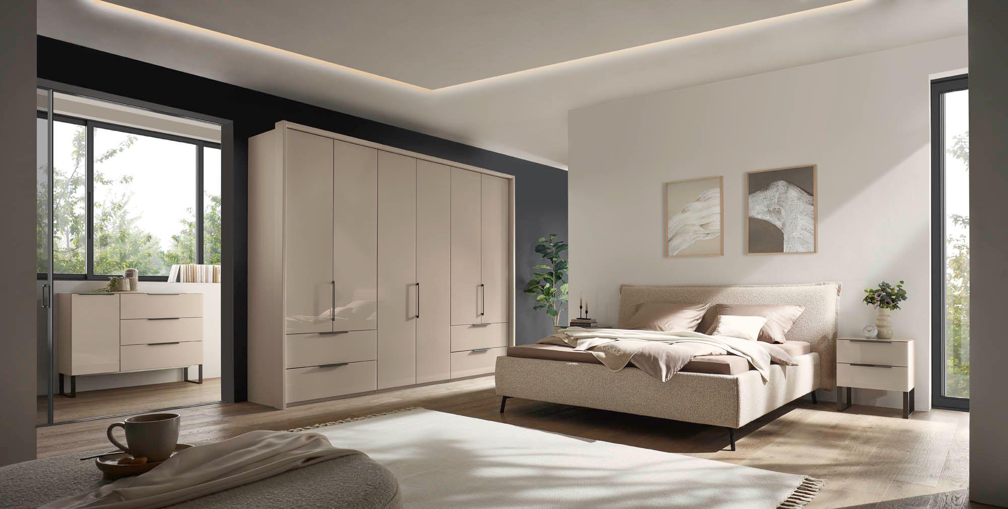 Falttürenschrank 6 türig mit umlaufendem Passepartout Rahmen und Beleuchtung 