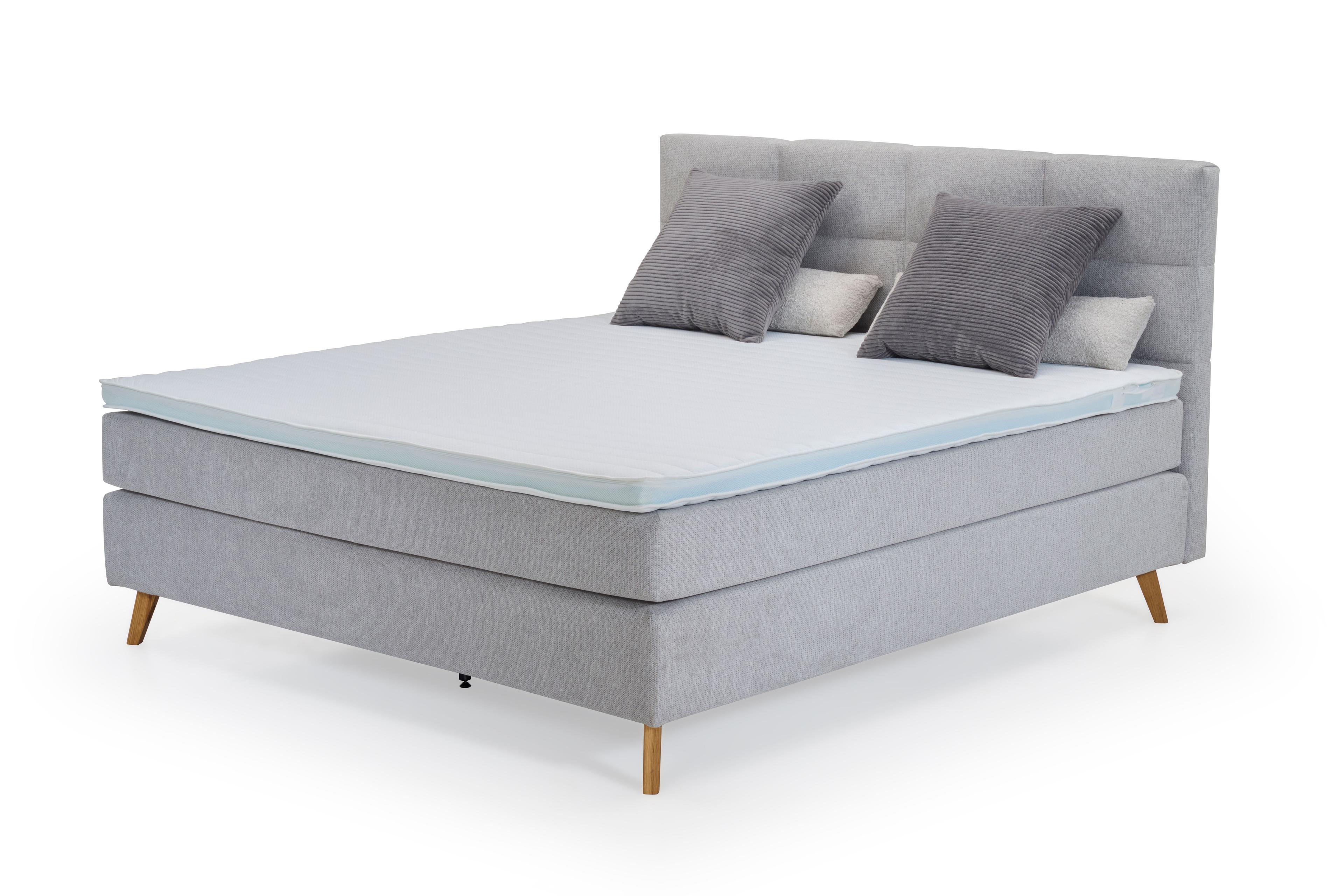Boxspringbett Liegefläche ca. 180 x 200 cm, Stoff Mito Ashgrey