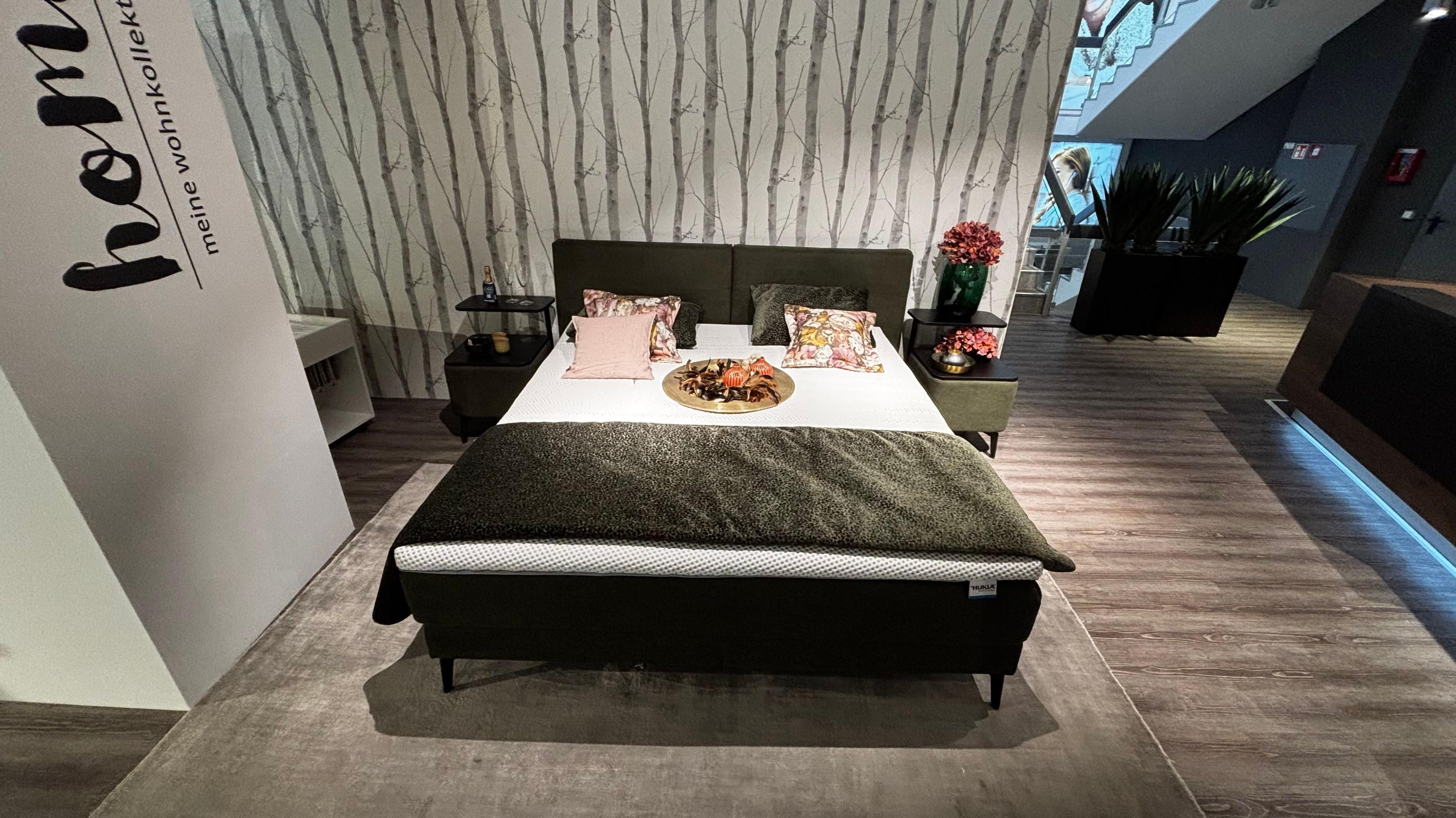 Boxspringbett Stoff grün