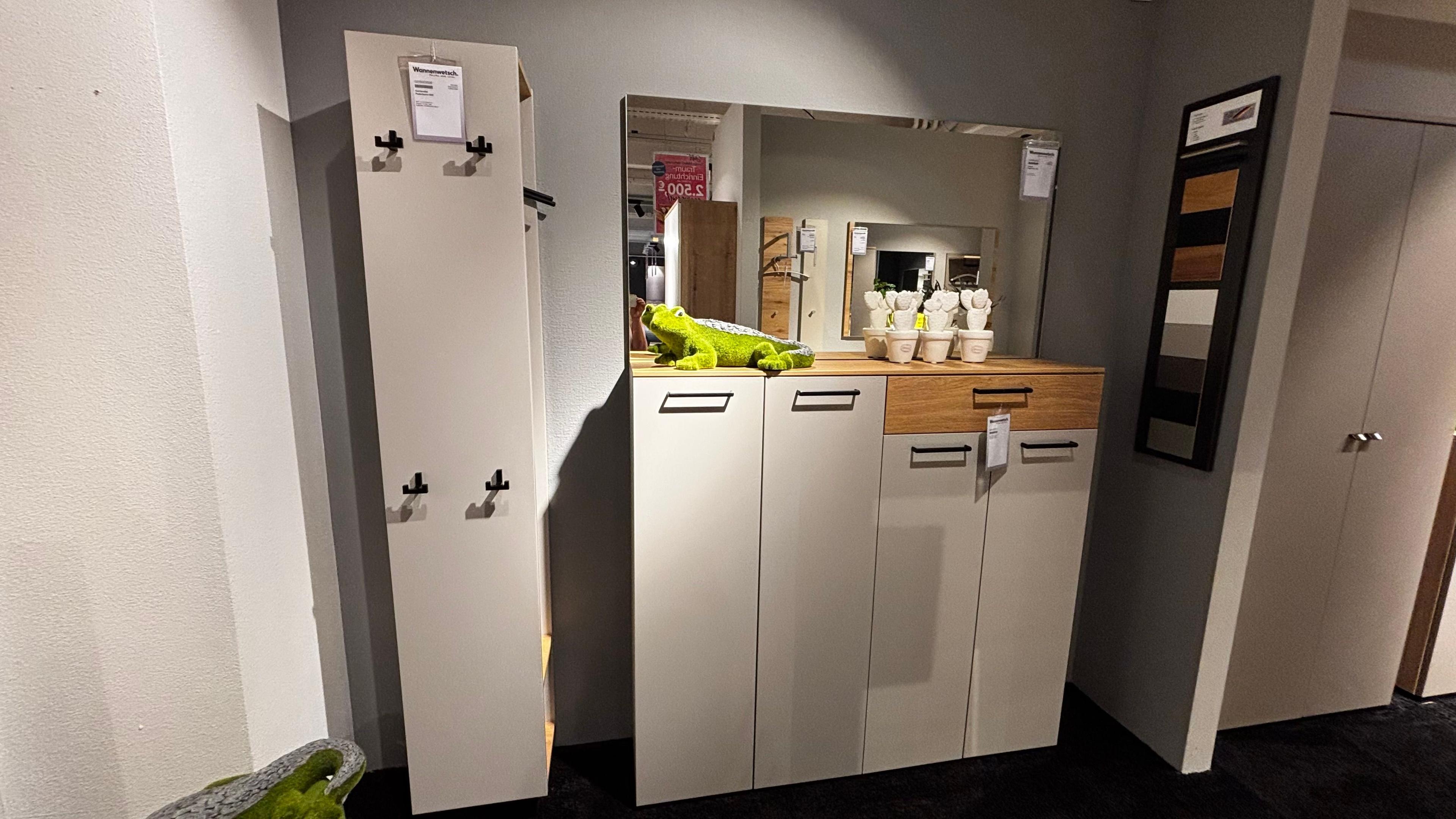 Garderobe, Lack grau, Wildeiche bianco
