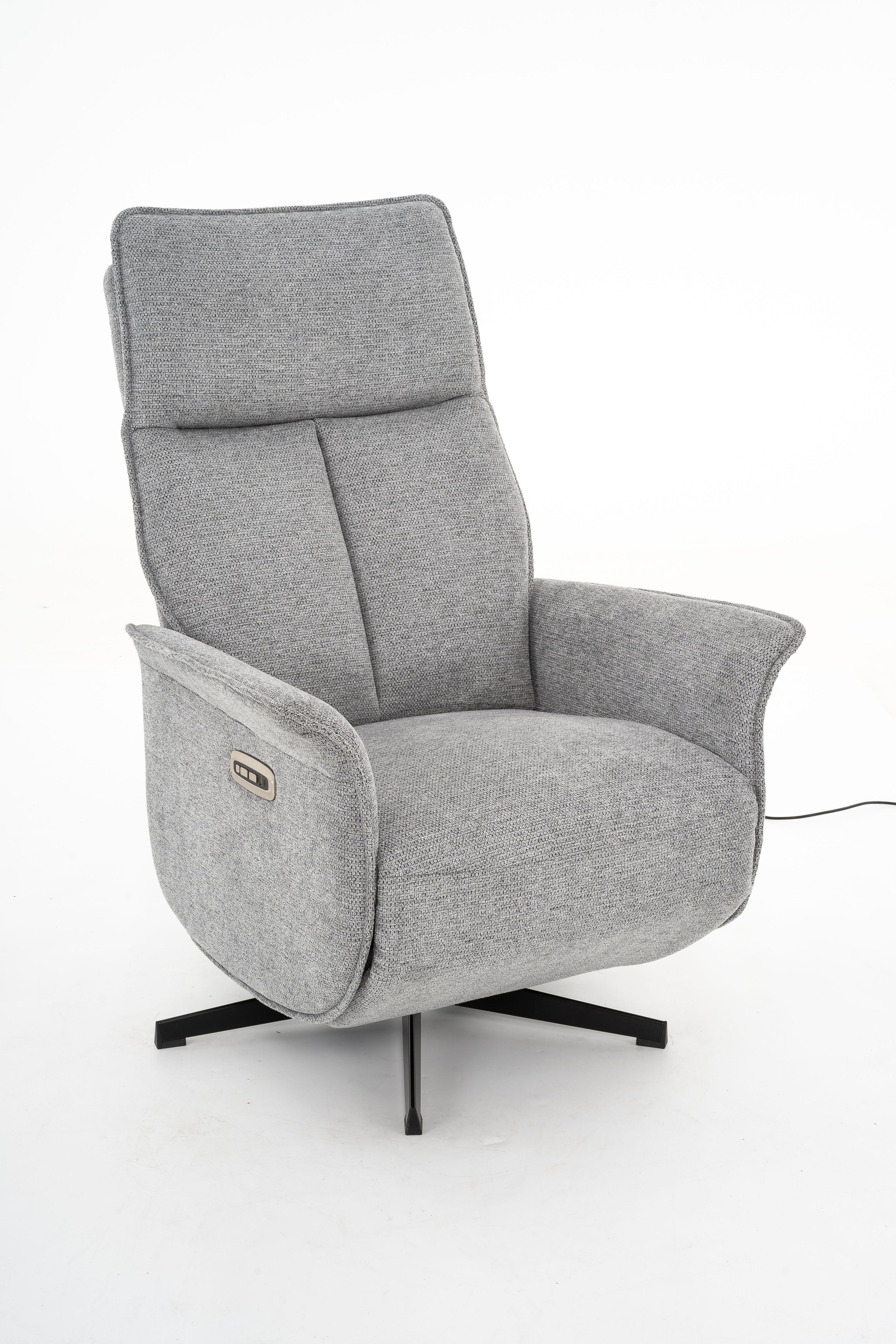 Relaxsessel in Bezug Stoff Farbe Slate mit schwarzem Fußgestell