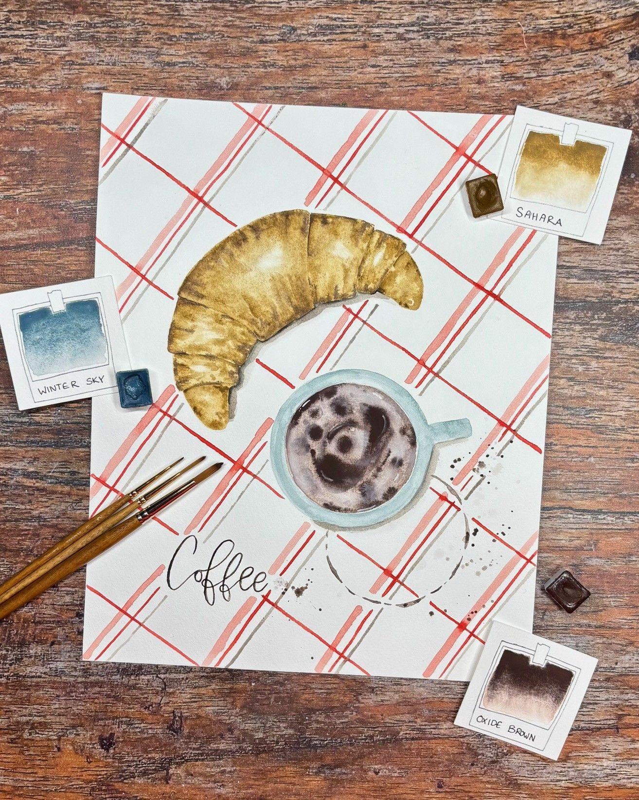 Aquarell Farben Croissant