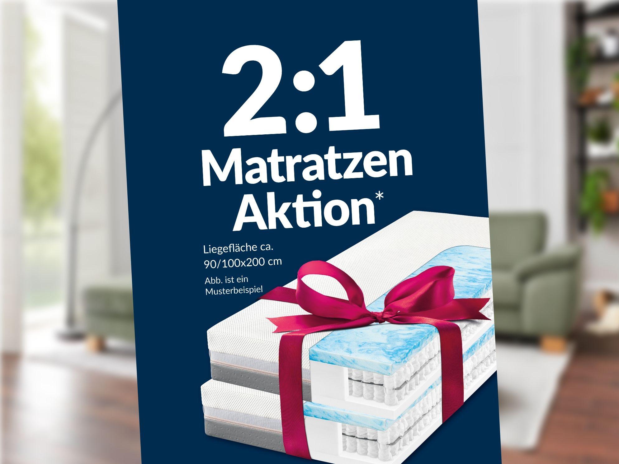 2:1 Matratzen-Aktion – zwei Matratzen mit Geschenkschleife, Liegefläche 90/100x200 cm