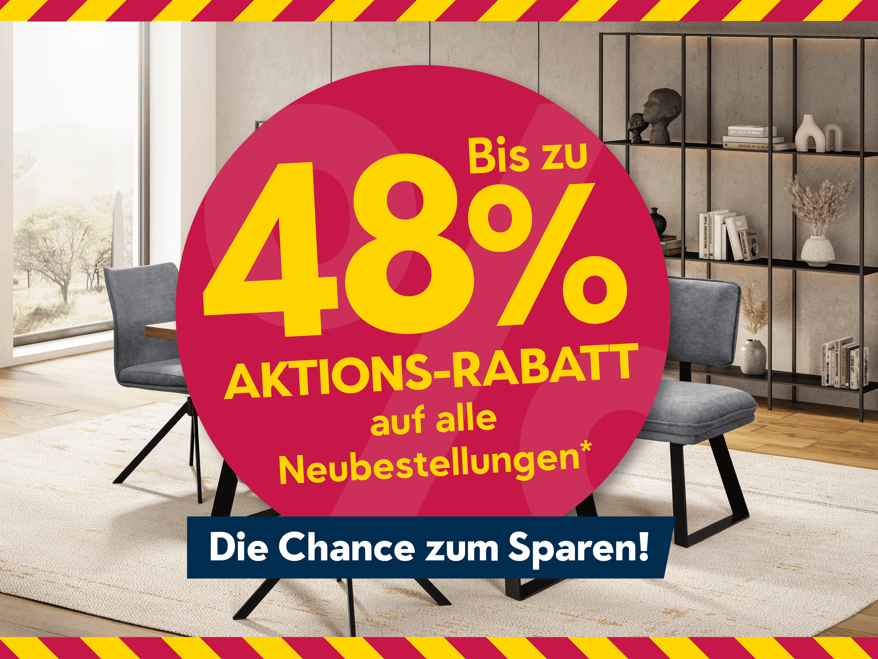 Mega Aktionswochen 2026 mit bis zu 48 % Rabatt auf Neubestellungen.