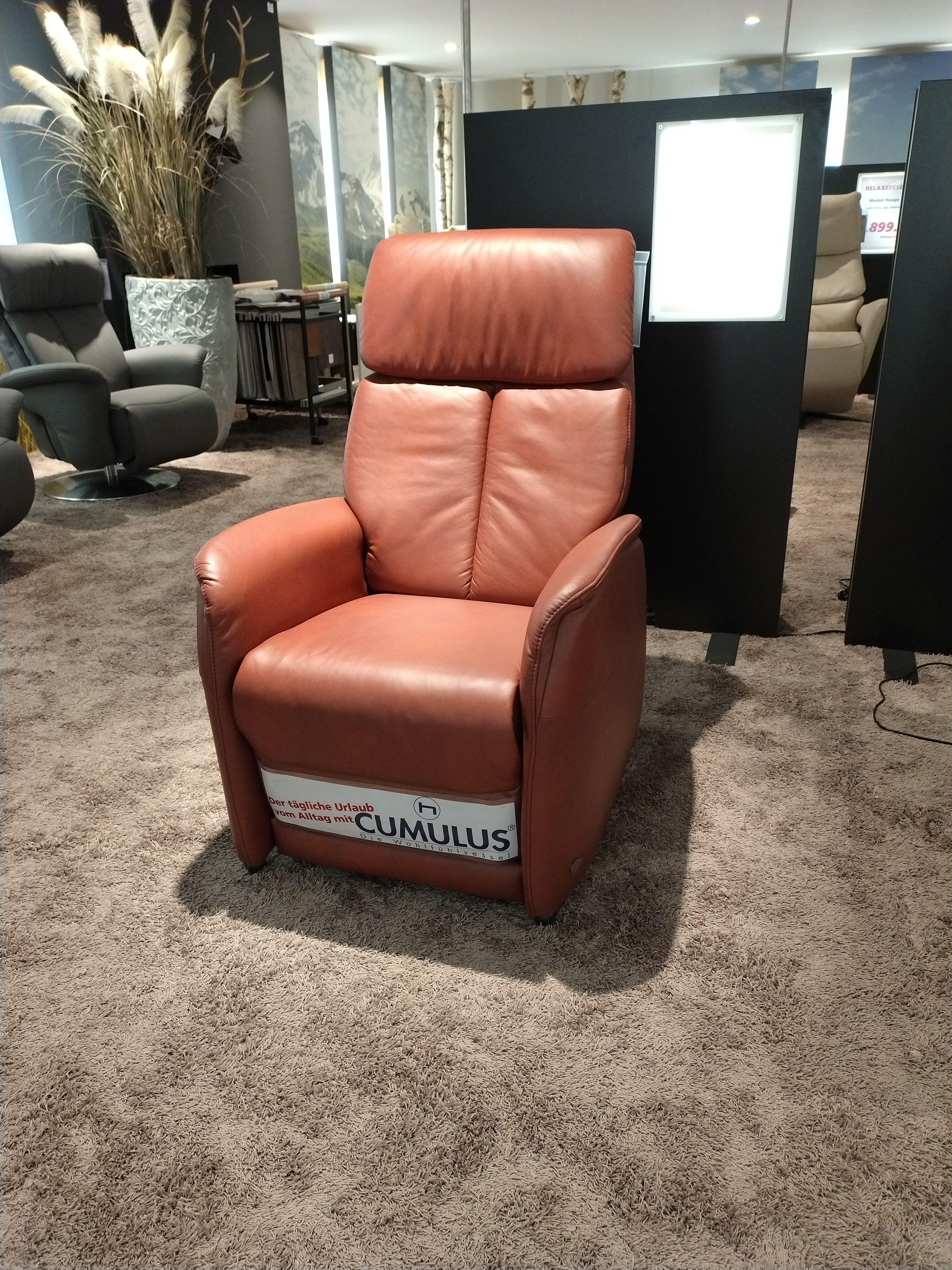 Rostfarbener echt Leder Relaxsessel 2 motorisch verstellbar