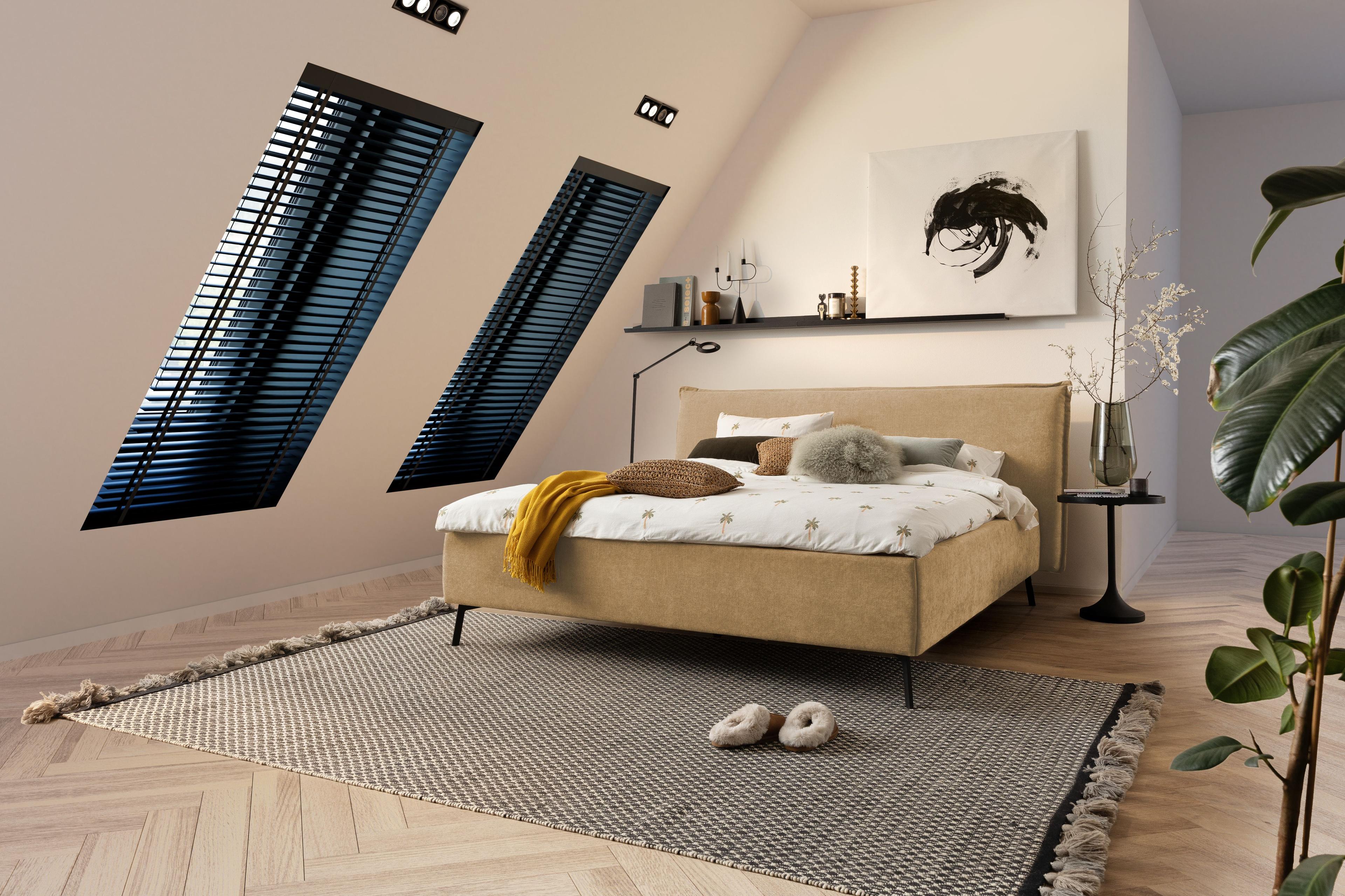 Polsterbett in Stoff Yelda Butter, Liegefläche ca. 180 x 200 cm, ohne Lattenrahmen, Matratzen und Deko